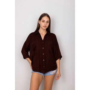 petite ateiler Cepli salaş gömlek koyu kahve t1010