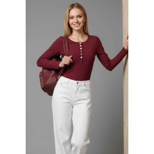 petite ateiler Çıtçıt Detaylı Bluz Bordo T4343