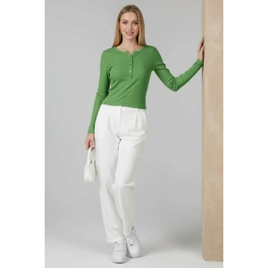 petite ateiler Çıtçıt Detaylı Bluz Yeşil T4343