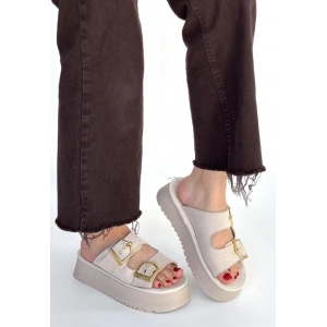 petite ateiler Coer Bej Süet Çift Tokalı Terlik