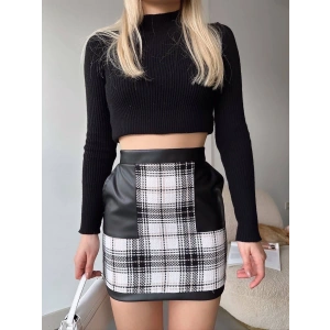 petite ateiler Deri cep garnili kaşe etek siyah h24604