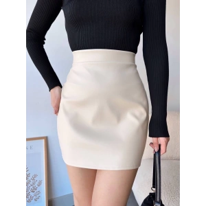 petite ateiler Düz deri etek bej h24468