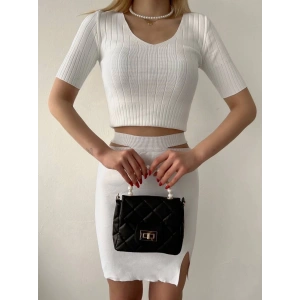 petite ateiler Etekli triko takım beyaz t23107