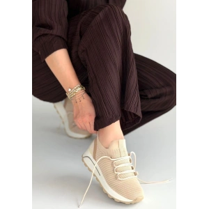 petite ateiler Feort Bej Triko Bağcıklı Spor Ayakkabı