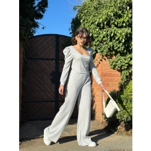 petite ateiler Fitilli prenses kol alt üst takım gri