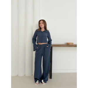 petite ateiler Gömlek yaka kaplama düğmeli takım lacivert st265866