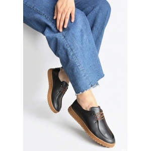 petite ateiler Guot Siyah Cilt Bağcıklı Babet Ayakkabı