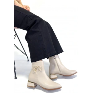 petite ateiler Harly Bej Cilt Topuklu Bot