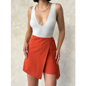 petite ateiler İki düğmeli kapaklı şort etek kremit s24046