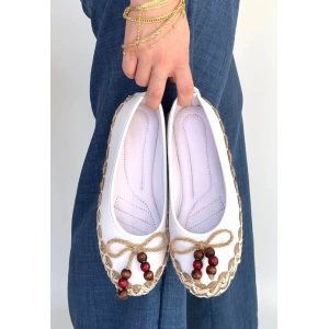 petite ateiler Ilwe Beyaz Cilt Babet Ayakkabı