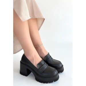 petite ateiler Janes Siyah Cilt Dolgu Topuk Ayakkabı