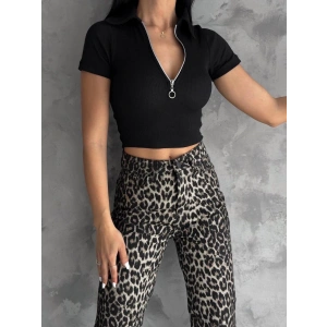 petite ateiler kaşkorse yaka fermuarlı bluz siyah