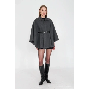 petite ateiler Kemerli kaşe panço antrasit pt