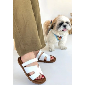 petite ateiler Kooni Beyaz Cilt Terlik