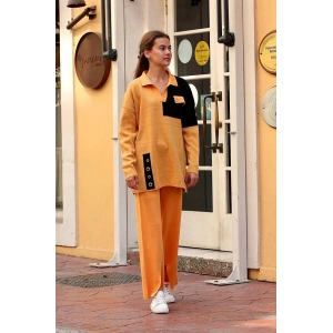 petite ateiler Kuş gözü triko takım Hardal