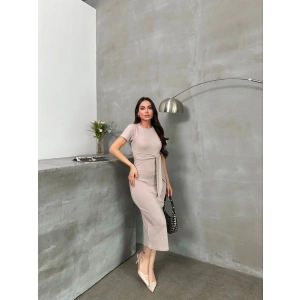 petite ateiler Kuşaklı mdl esnek kumaşlı elbise bej pt