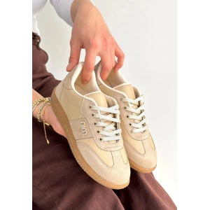 petite ateiler Lunga Bej Cilt Bağcıklı Spor Ayakkabı