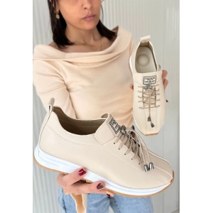 petite ateiler Monya Bej Cilt Bağcıklı Spor Ayakkabı