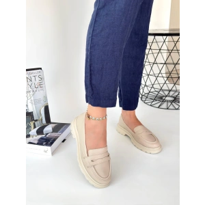 petite ateiler Narli Bej Cilt Oxford Ayakkabı