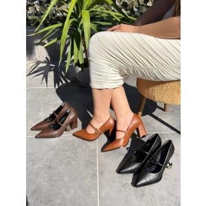 petite ateiler Nıvra Taba Cilt Topuklu Ayakkabı