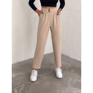 petite ateiler örme krep pantolon çift düğmeli