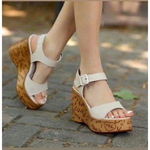 petite ateiler Riboy Bej Cilt Dolgu Topuk Sandalet