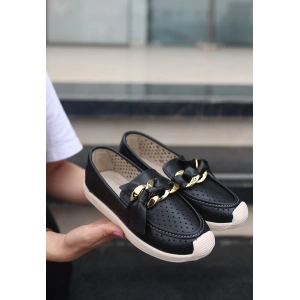 petite ateiler Riwan Siyah Cilt Babet Ayakkabı