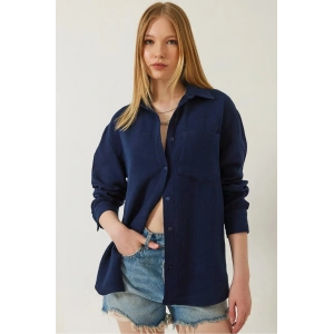 petite ateiler Tek cepli müslin gömlek lacivert pt