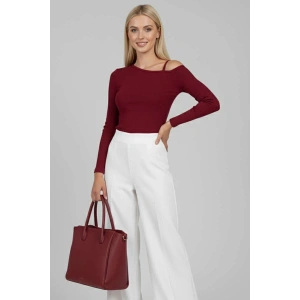 petite ateiler Tek Omuz İpli Bluz Bordo t4328
