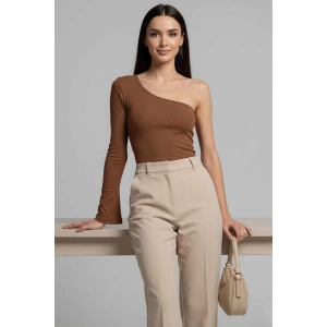 petite ateiler Tek Omuzlu Basic Bluz kahve T4275