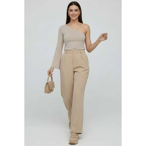 petite ateiler Tek Omuzlu Basic Bluz Vizon T4275