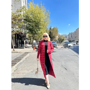 petite ateiler Triko Hırka elbise ikili takım kırmızıSiyah