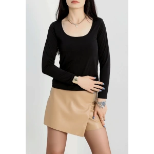 petite ateiler U yaka kaşkorse bluz siyah A132