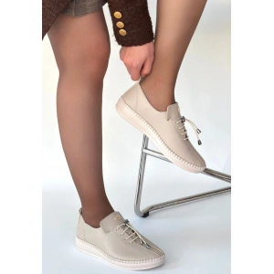 petite ateiler Warte Bej Deri Bağcıklı Spor Ayakkabı