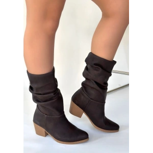 petite ateiler Yior Acı Kahve Nubuk Topuklu Bot