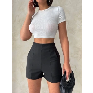 petite ateiler Yüksek bel parçalı double kumaş şort s25312