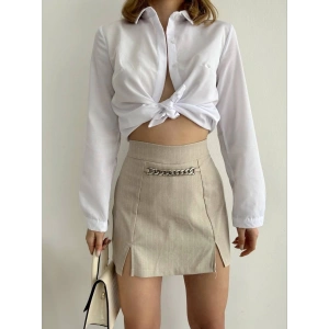 petite ateiler Zincir detaylı çizgili şort etek