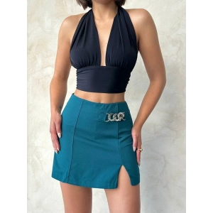 petite ateiler Zincirli şort etek petrol yeşili s24676