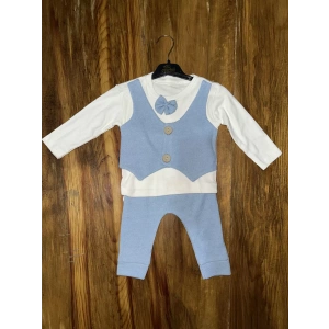 petite ateiler 3-12 aylık papyonlu takım mavibeyaz