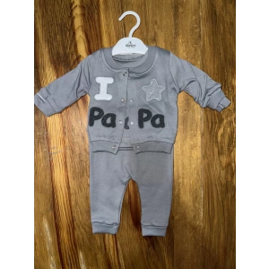 petite ateiler 3-12 aylık üçlü kolej ceketli takım gri