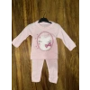 petite ateiler 3-12 aylık kedi desen işlemeli takım pembe