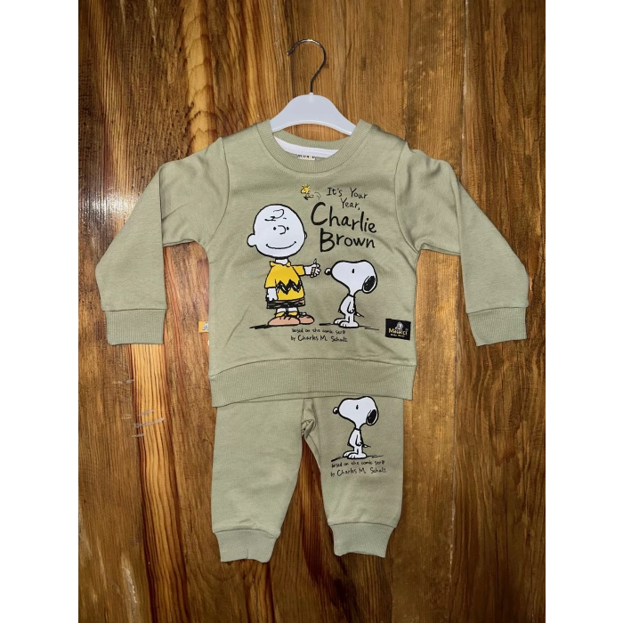 petite ateiler 6-24 aylık charlie baskılı takım yeşil