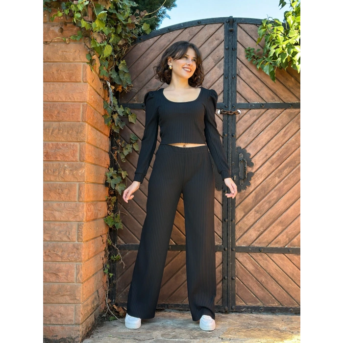 petite ateiler Fitilli prenses kol alt üst takım siyah