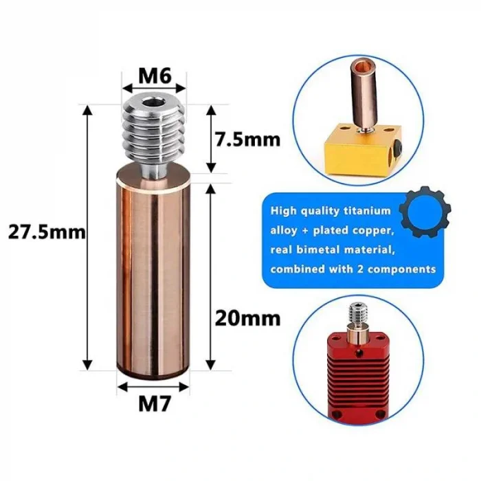 MK8/CR10 Titanyum Alaşımlı Barel M7x27mm
