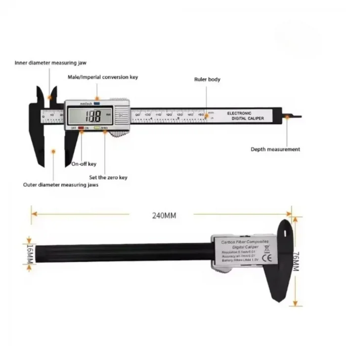 150mm Dijital Karbon Fiber Kumpas