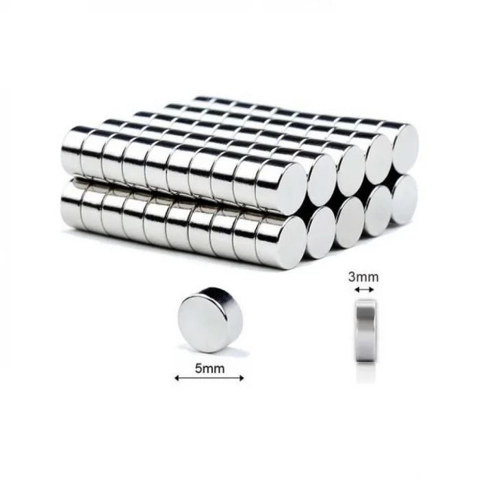 Ø5x3 mm Yuvarlak Mıknatıs Neodyum-10 Adet