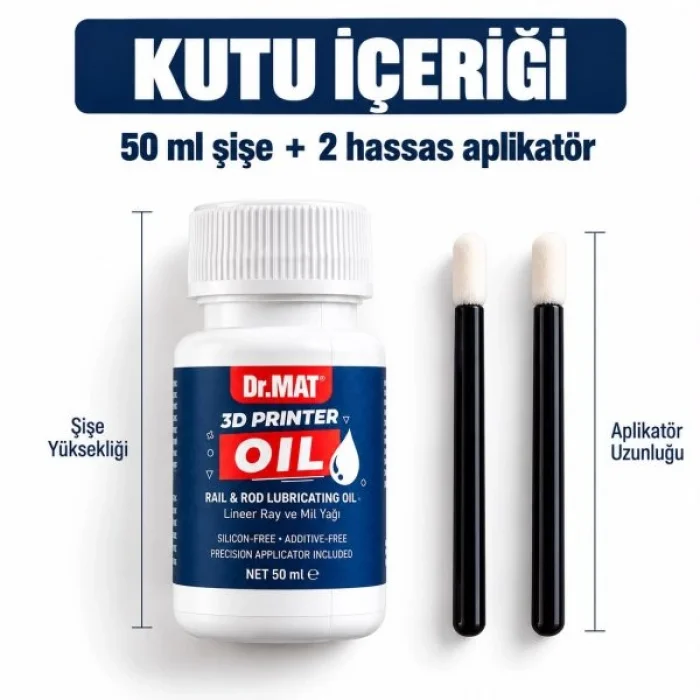 Dr.MAT 3D Yazıcı Yağı 50 ml – 3D Yazıcı X ve Y Lineer Ray, Mil Bakım Yağı