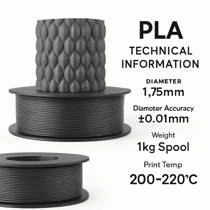 Filetto PLA+Gümüş Gri Filament 1.75mm 1 KG