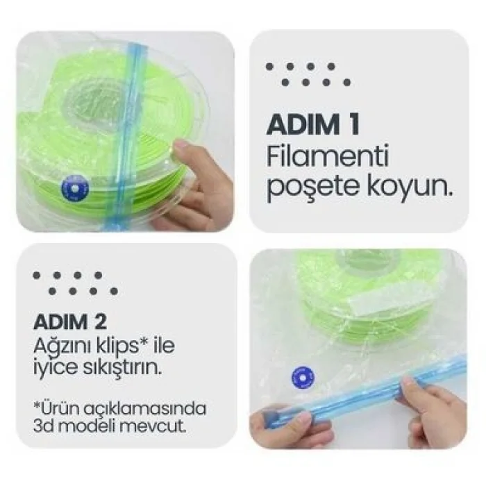 Vakumlu Filament Saklama Poşeti - 5 Poşet