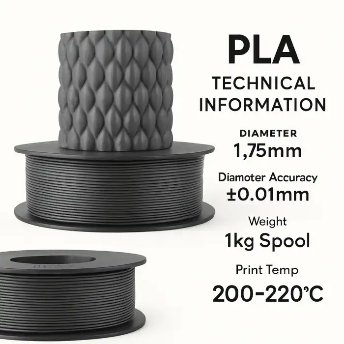 Filetto PLA+Gümüş Gri Filament 1.75mm 1 KG